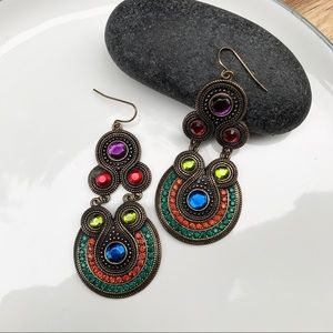 Aztec Earrings, Bohemian Earrings, Jewel Earrings